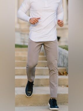 ZYIA ACTIVE Men’s Light Gray Office Chino Slim Fit Pants Size M